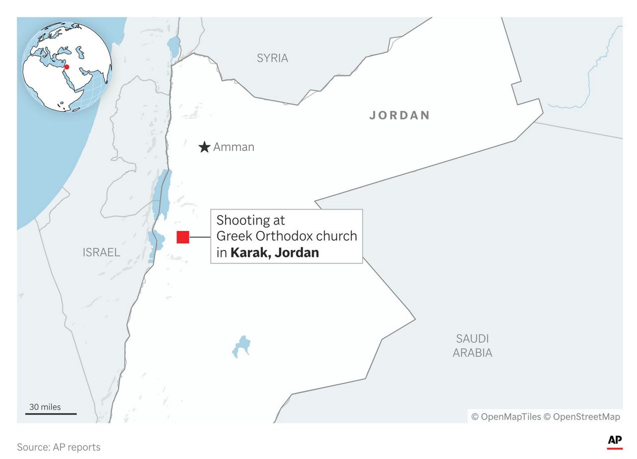 Gunmen open fire inside a church in Jordan, causing deaths and injuries