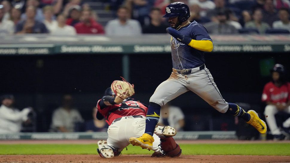 Tampa Bay infielder Jose Caballero scored on a Jonny DeLuca single in the fourth inning against Cleveland on Thursday night.