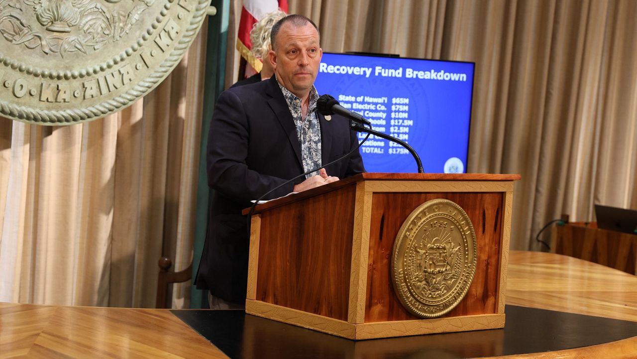 Gov. Josh Green announced the launch of the One Ohana Fund at a news conference on Tuesday. (Office of Gov. Josh Green)
