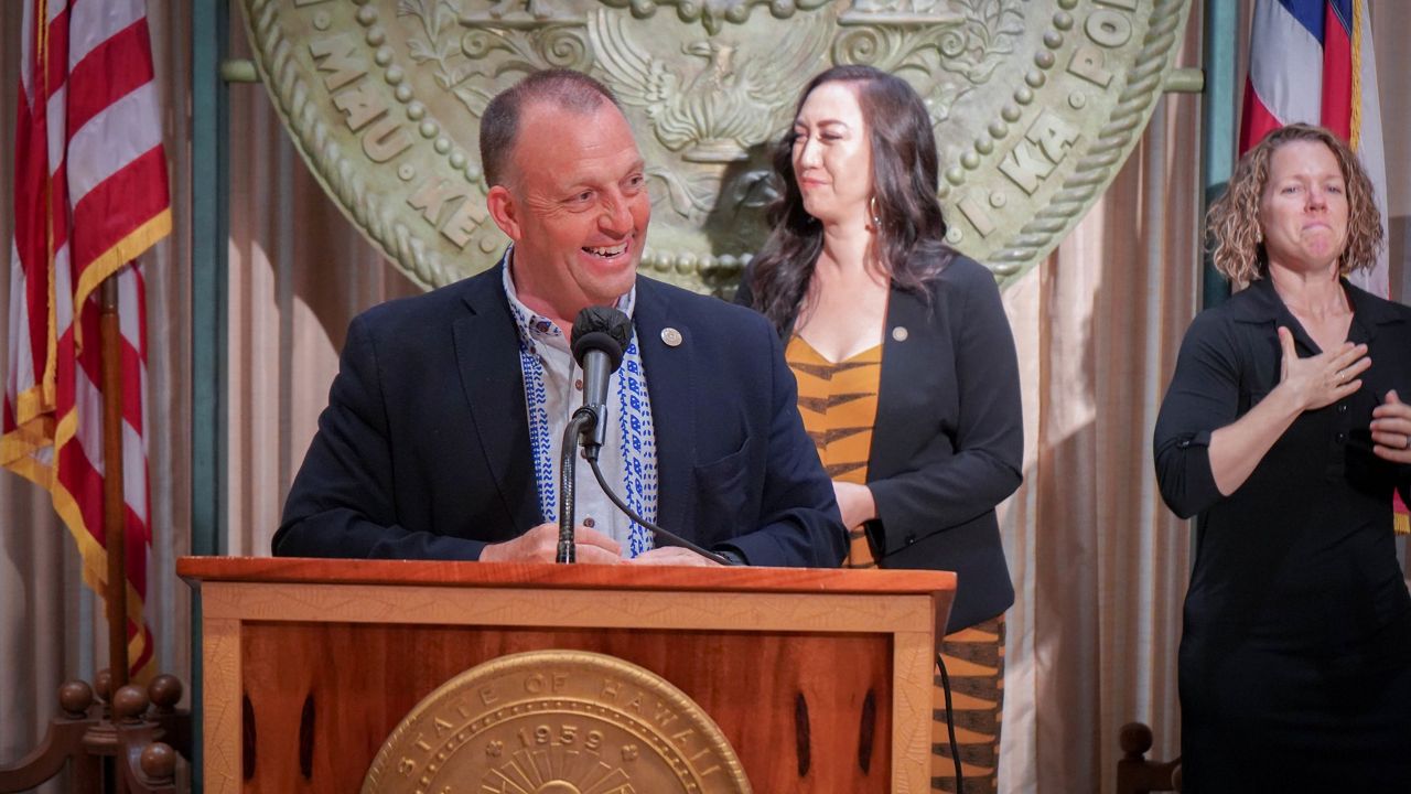 Gov. Josh Green highlighted legislative efforts to address the affordable housing shortage during a bill-signing ceremony at the State Capitol on Tuesday. (Office of Gov. Josh Green)
