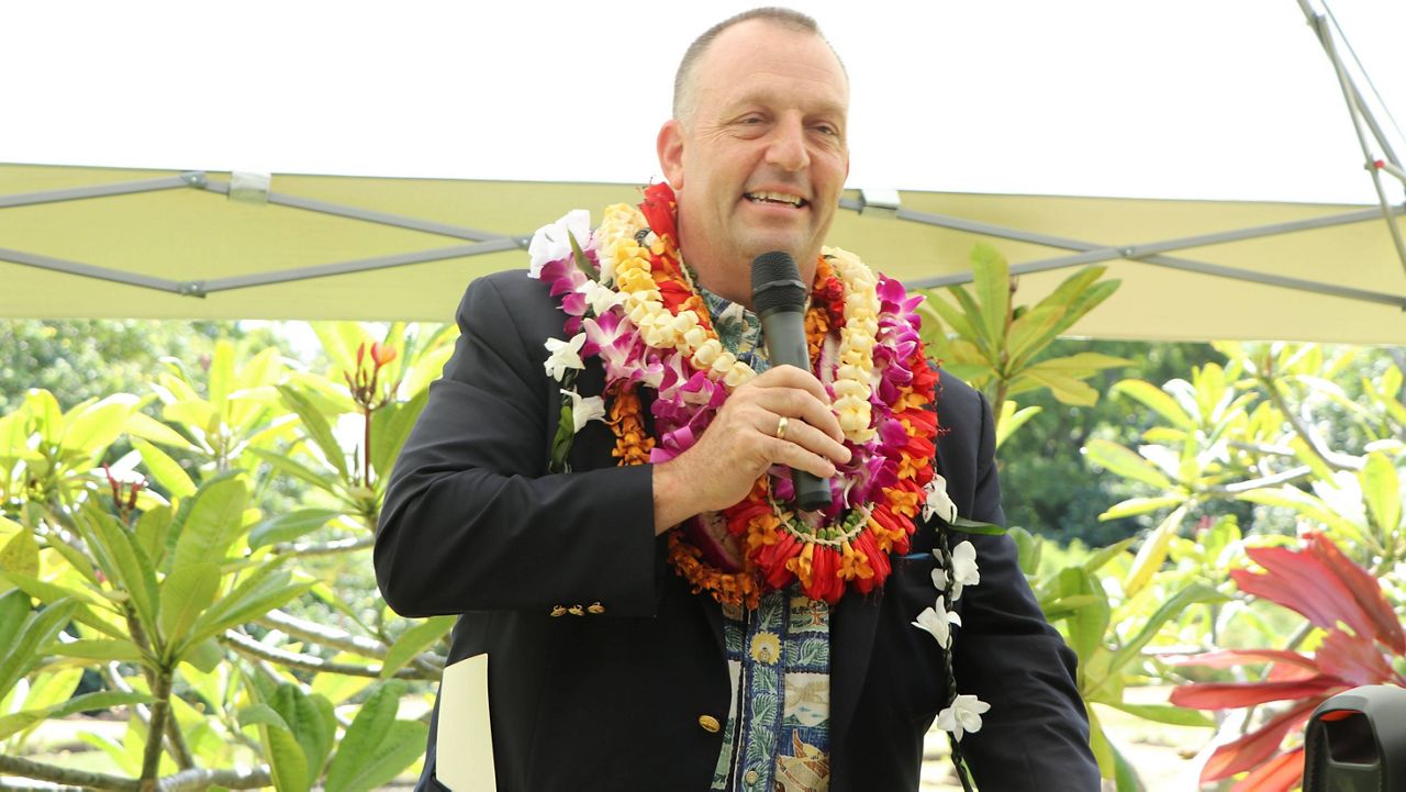 Gov. Josh Green spoke at a bill-signing ceremony at Haena State Park on Thursday. (Photo courtesy of Office of Gov. Josh Green)