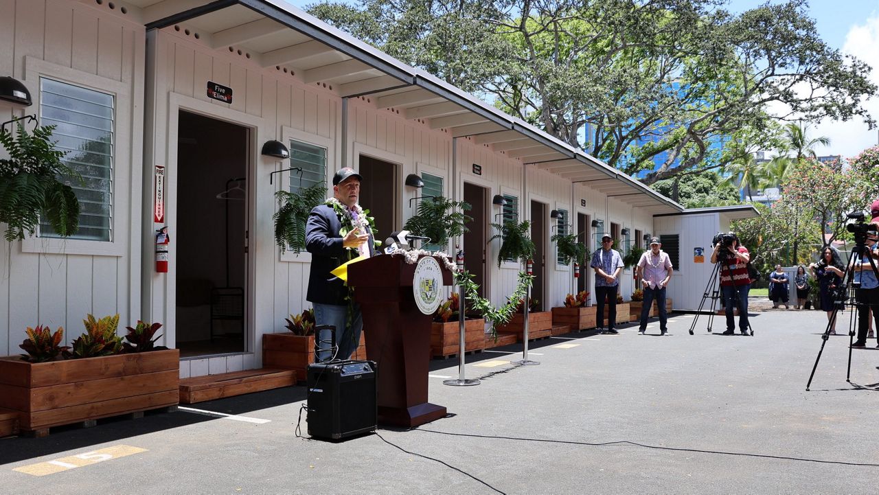 Gov. Josh Green addresses media at Friday's blessing for Pulama Ola. (Office of Gov. Josh Green)