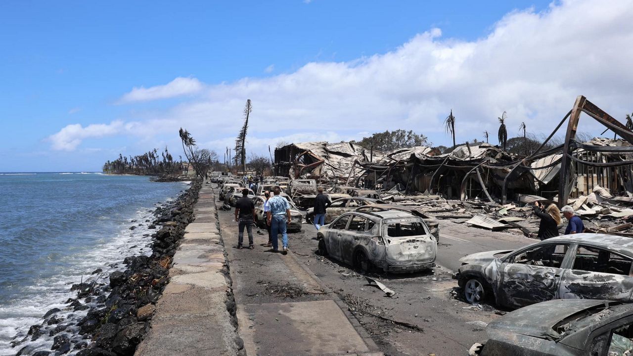 Gov. Josh Green joined federal, state and local officials on a site visit to fire-razed Lahaina on Thursday. (Office of Gov. Josh Green)