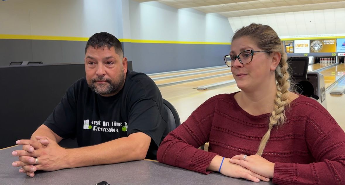 Justin and Samantha Juray talk about their decision to reopen and the public’s response earlier this month at the bowling alley. (Spectrum News/Susan Cover)