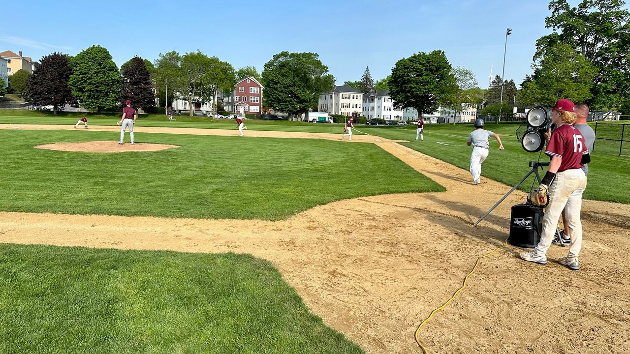 The Worcester Academy baseball team at a recent practice (Spectrum News1/Kevin Shea)
