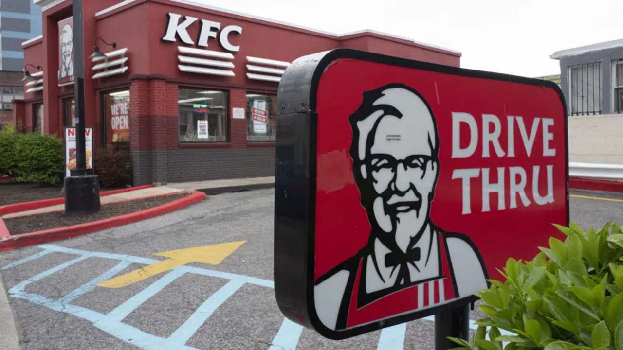 FILE - A KFC restaurant is seen on April 21, 2021, in New York. An employee of a Kentucky Fried Chicken in St. Louis was hospitalized Monday, Dec. 12, 2022, after he was shot by a customer who became upset when the restaurant ran out of corn, police said. (AP Photo/Mark Lennihan, File)