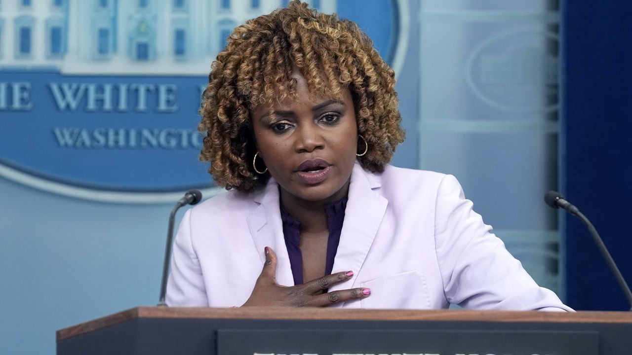 White House press secretary Karine Jean-Pierre speaks as she is repeatedly asked about President Joe Biden's medical records during the daily briefing at the White House in Washington, Monday, July 8, 2024. (AP Photo/Susan Walsh)