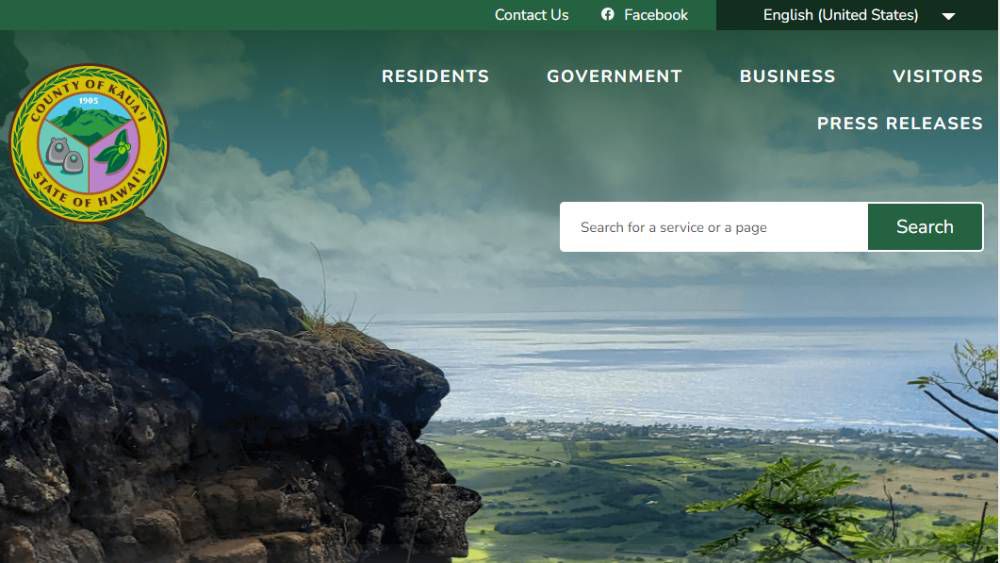 The County of Kauai has launched an updated, user-friendly and easy-to-navigate website. (Image courtesy of County of Kauai)