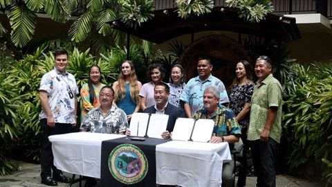 Kauai Mayor Derek Kawakami signed the Fiscal Year 2024 budget on Friday. (Photo courtesy of Office of Mayor Derek Kawakami)