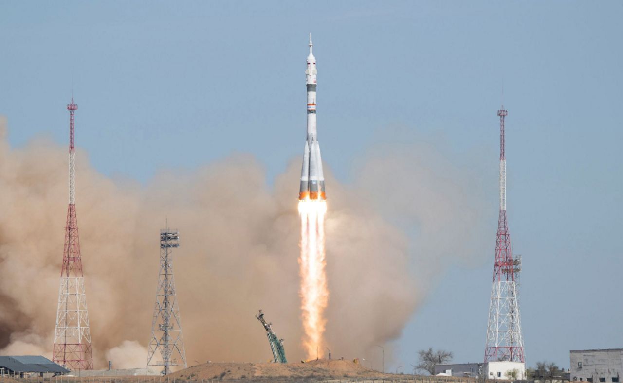 A US-Russian crew of 3 launches to the International Space Station