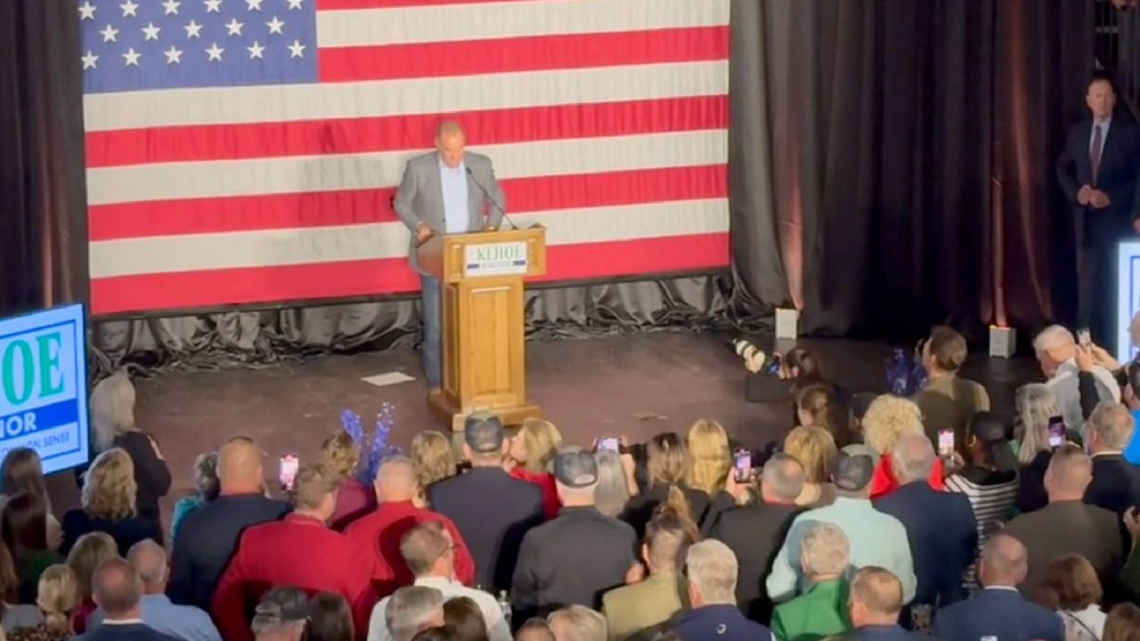 Missouri Gov.-Elect Mike Kehoe addresses supporters Tuesday night at a victory party in Jefferson City, Mo. (Spectrum News/John Gerding)