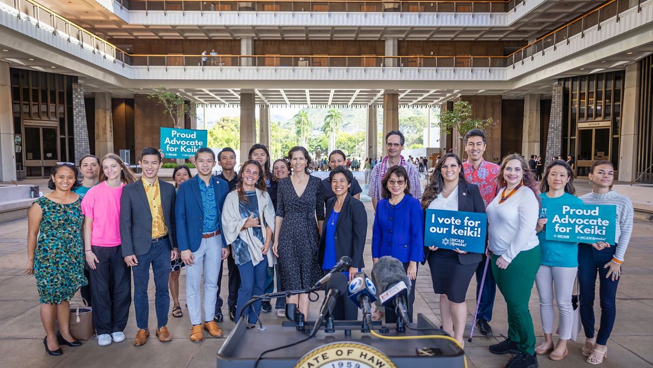 The state Legislature's Keiki Caucus joined community partners at a news conference at the state Capitol on Friday. (Keiki Caucus)