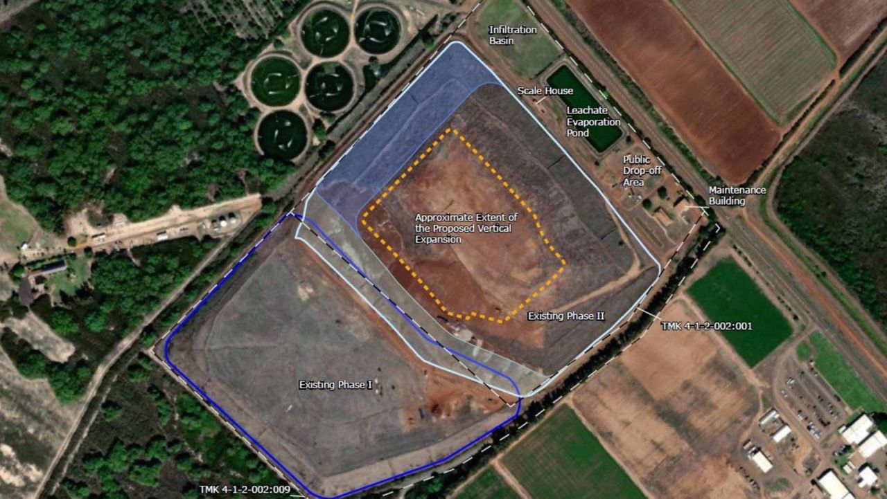 Map of Kekaha Landfill illustrating the proposed vertical expansion of Kekaha Landfill. (Image courtesy of County of Kauai)