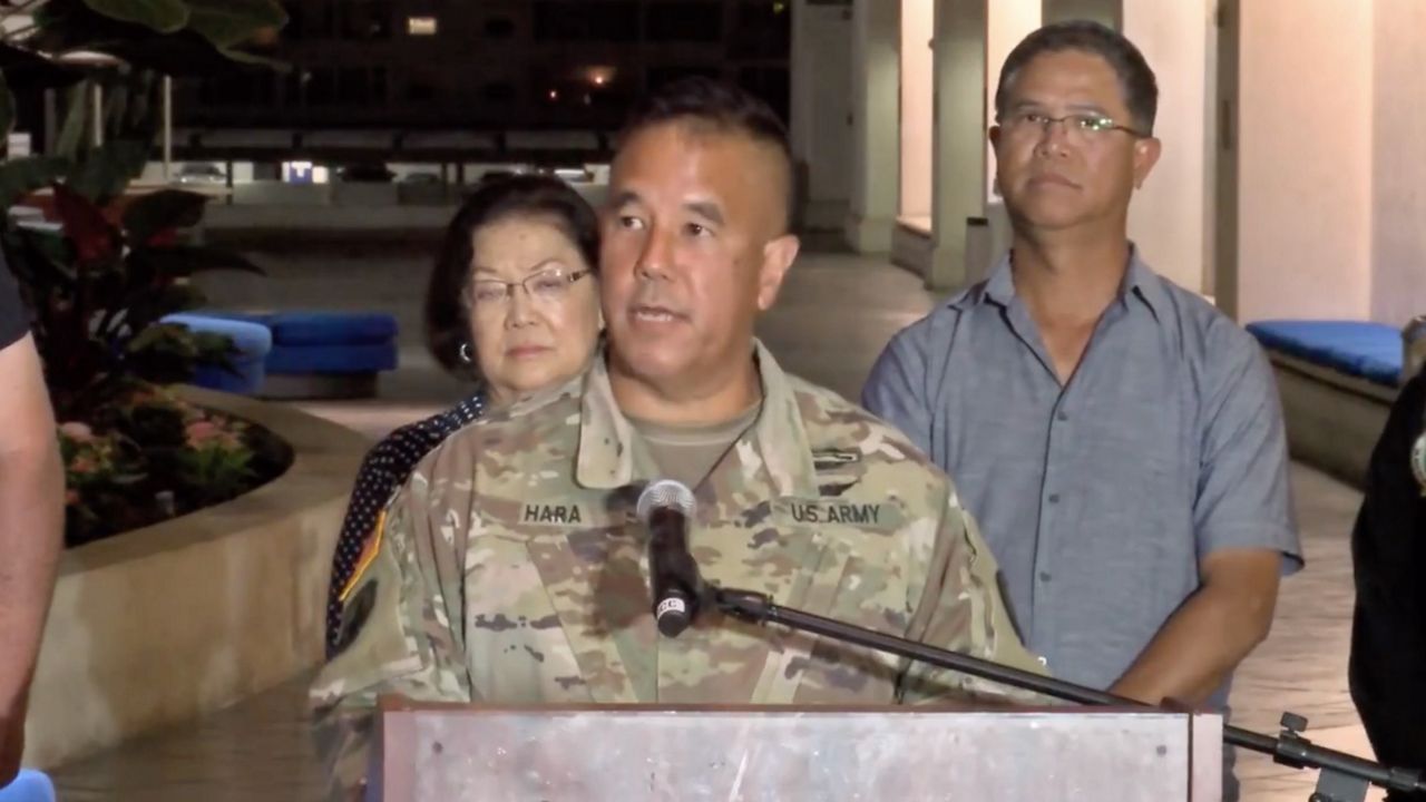 Maj. Gen. Kenneth Hara, the Hawaii adjutant general, gave an update of emergency operations on Maui on Wednesday evening. (Gov. Josh Green Facebook video capture)