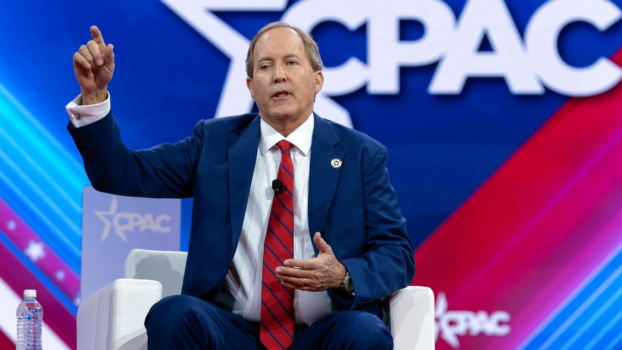 Texas Attorney General Ken Paxton speaks during the Conservative Political Action Conference, CPAC 2024, at the National Harbor in Oxon Hill, Md., Friday , Feb. 23, 2024. (AP Photo/Jose Luis Magana, File)