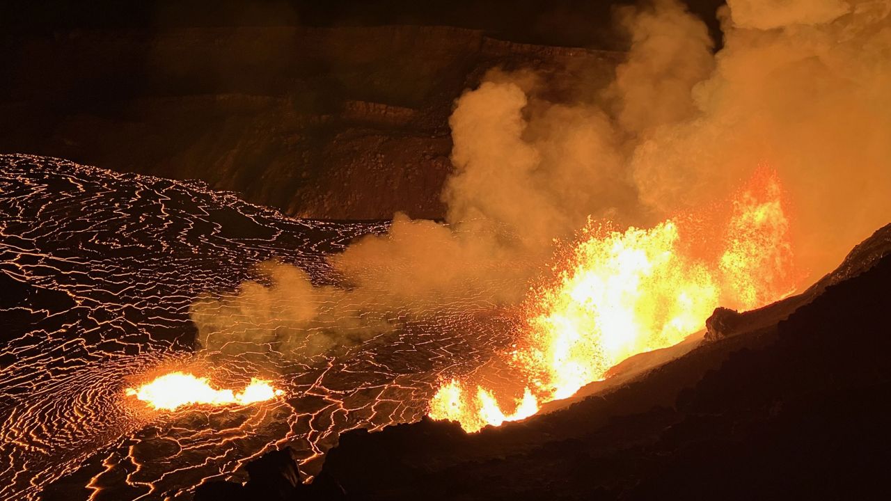 xxxFrom the closed area of Hawaiʻi Volcanoes National Park, USGS Hawaiian Volcano Observatory geologists documented the new eruption within Kalupele that started Monday at 2:20 a.m. (Photo by N. Deligne courtesy of USGS)