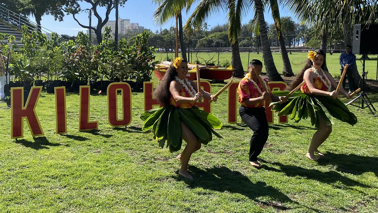 A preview performance of the Kilohana Hula Show at the Tom Moffatt Waikiki Shell. (Spectrum News/Michelle Broder Van Dyke)