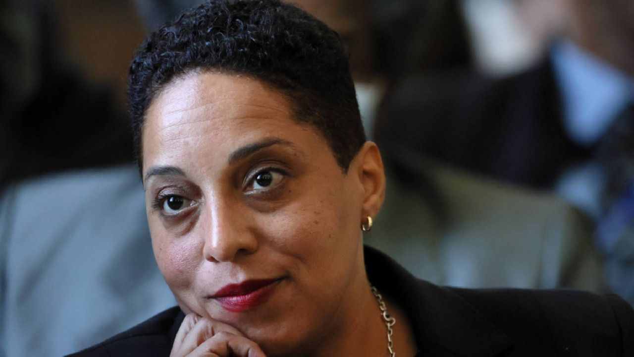 St. Louis Circuit Attorney Kim Gardner observes a hearing April 18, 2023 in St. Louis Circuit Court where attorneys argued over motions in the Missouri Attorney General's legal proceeding seeking Gardner's removal from office. (Pool photo/St. Louis Post-Dispatch).