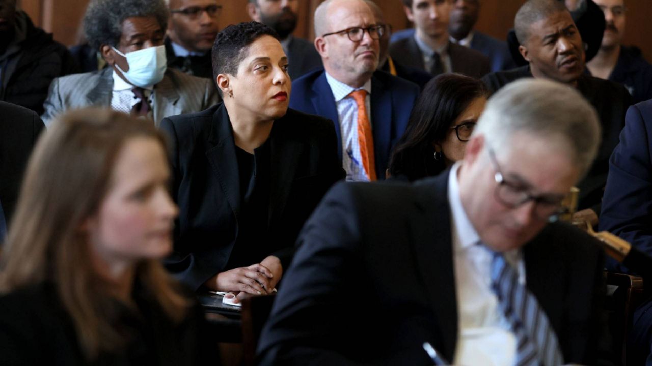 St. Louis Circuit Attorney Kim Gardner appears in court during an April 18, 2023 hearing over the Missouri Attorney General's effort to have her removed from office. (Pool photo/St. Louis Post-Dispatch)