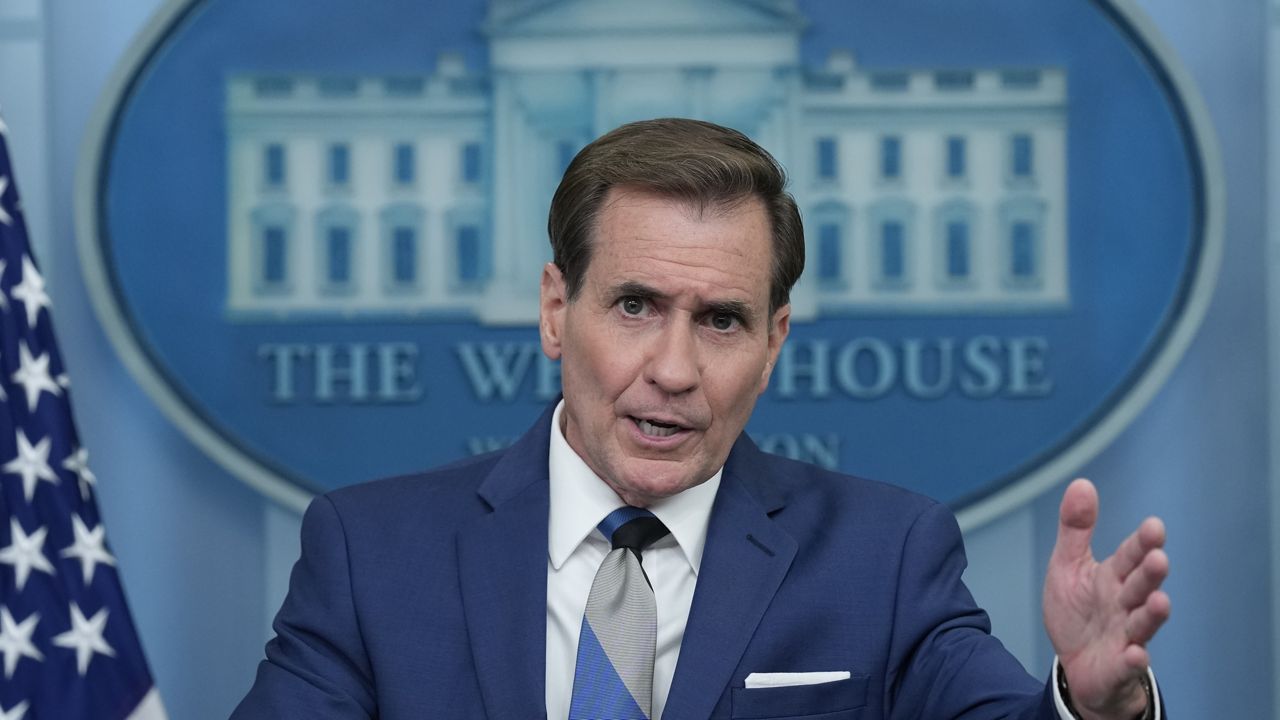 National Security Council spokesman John Kirby speaks during the daily briefing at the White House 