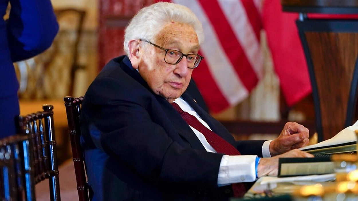 Former Secretary of State Henry Kissinger speaks during a meeting with President Donald Trump in the Oval Office of the White House, Tuesday, Oct. 10, 2017, in Washington. (AP Photo)