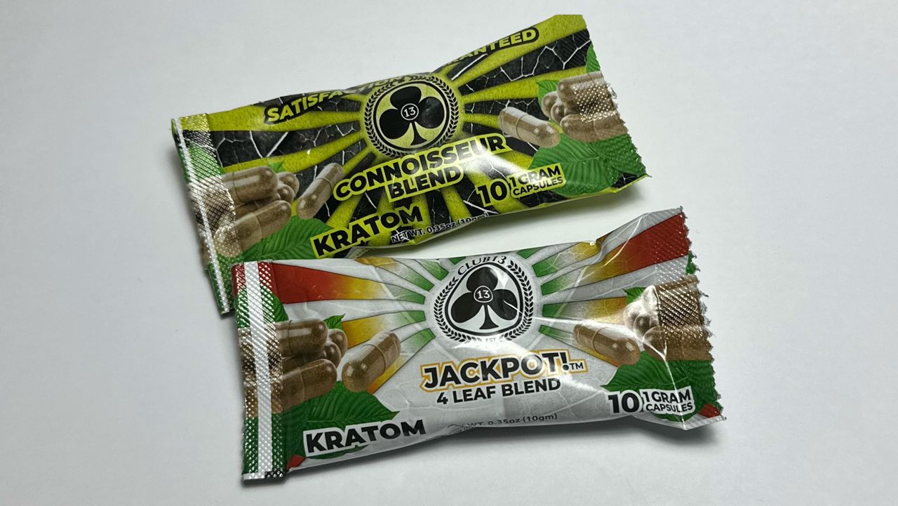 Kratom-related products are available in liquid, powder or pill form. (Spectrum News/Sean Murphy)