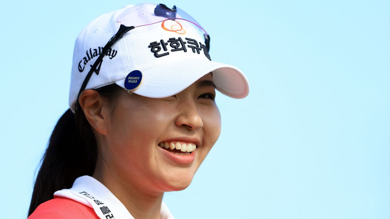 Yu Jin Sung smiled as she awaited her first shot on No. 15 at Hoakalei Country Club on Friday.