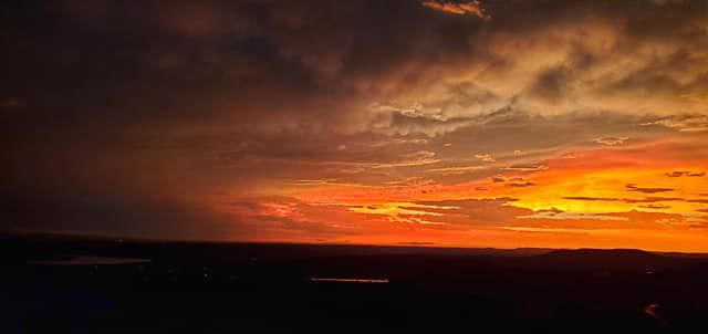 After the storm a fiery sunset filled the sky in Lago Vista.