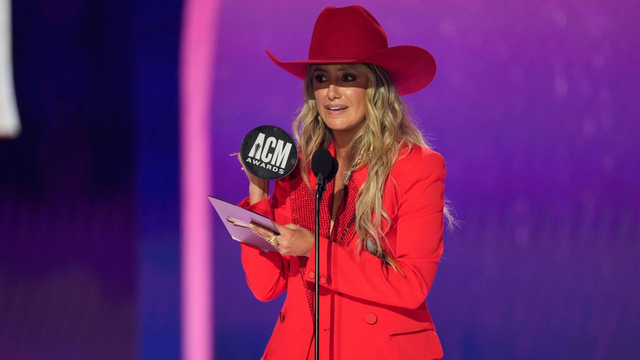 Lainey Wilson accepts the award for entertainer of the year during the 59th annual Academy of Country Music Awards on Thursday, May 16, 2024, at the Ford Center in Frisco, Texas. (AP Photo/Chris Pizzello)