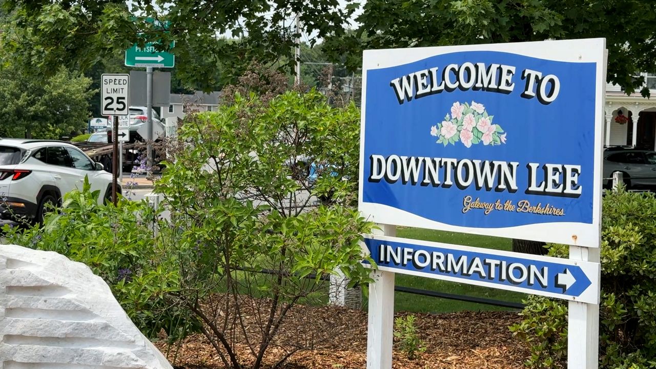 The Welcome to Downtown Lee sign. (Spectrum News 1/Dan Reidy)