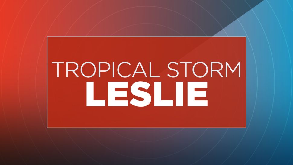 Leslie is packing sustained winds of 65 mph; the storm may intensify to a hurricane by Wednesday. (File photo of Tropical Storm Leslie)