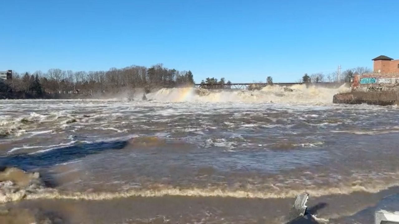 The Androscoggin River rose well above flood stage in December 2023. A new water treatment project will work to help protect the river from pollutants during future severe weather events. (File photo)