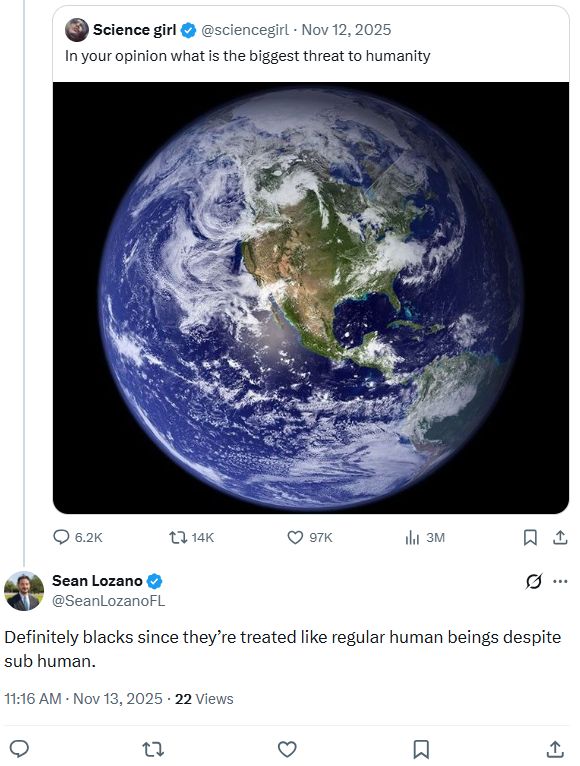 Screenshot of a tweet from Sean Lozano's X account
