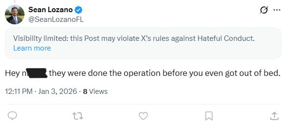 Screenshot of a tweet from Sean Lozano's X account