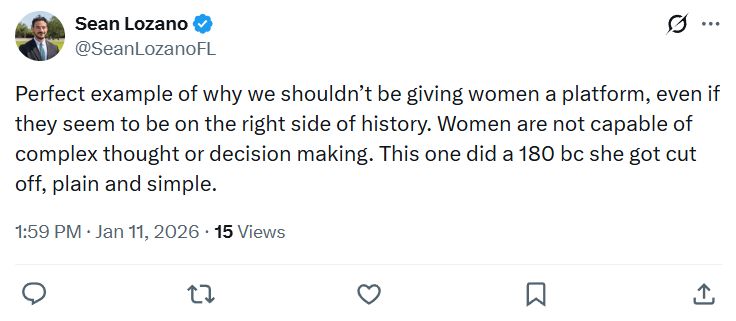Screenshot of a tweet from Sean Lozano's X account