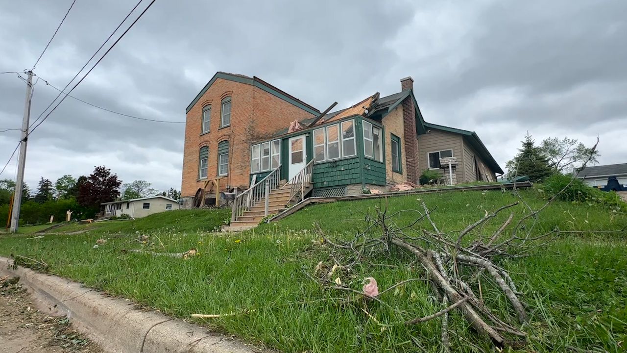 One of the homes damaged by an EF-2 tornado that hit Mayville Thursday evening.