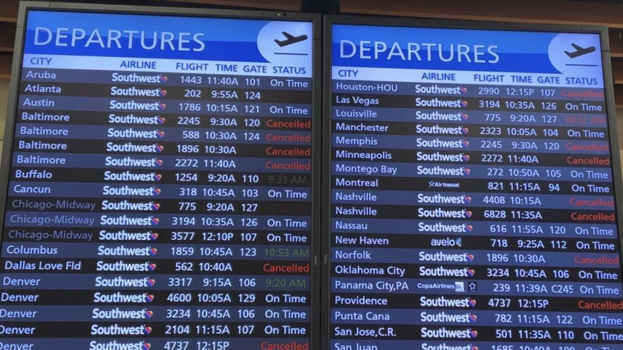 Flight delays and cancellations at Orlando International airport due to Tropical Storm Debby (Spectrum News)