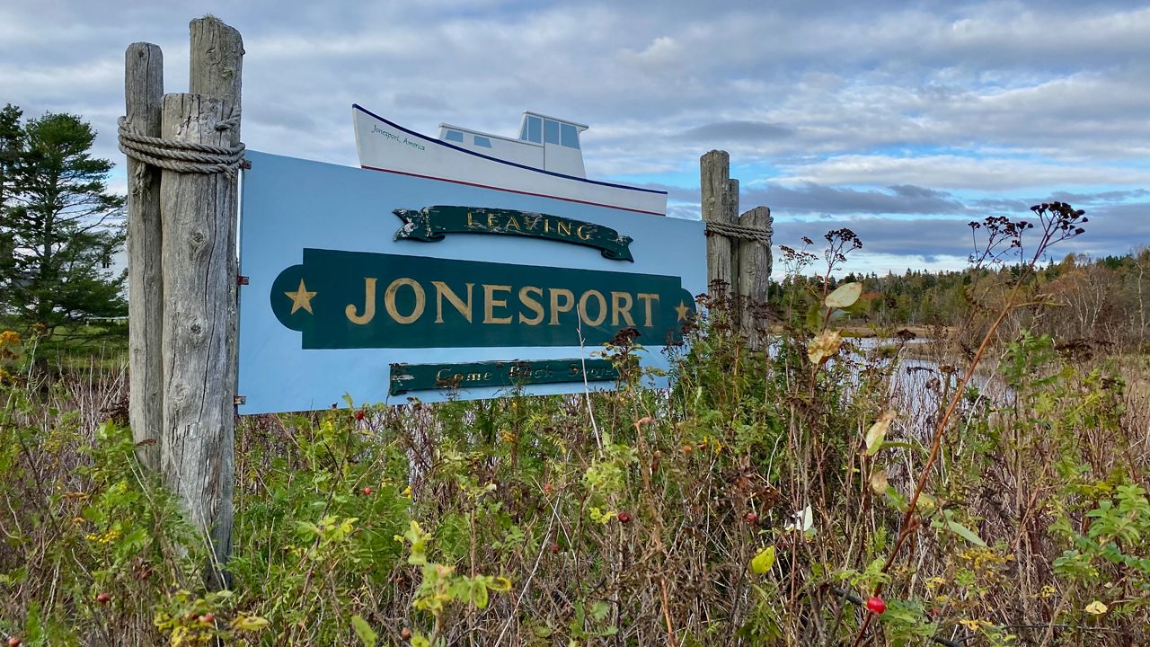 Jonesport town sign.