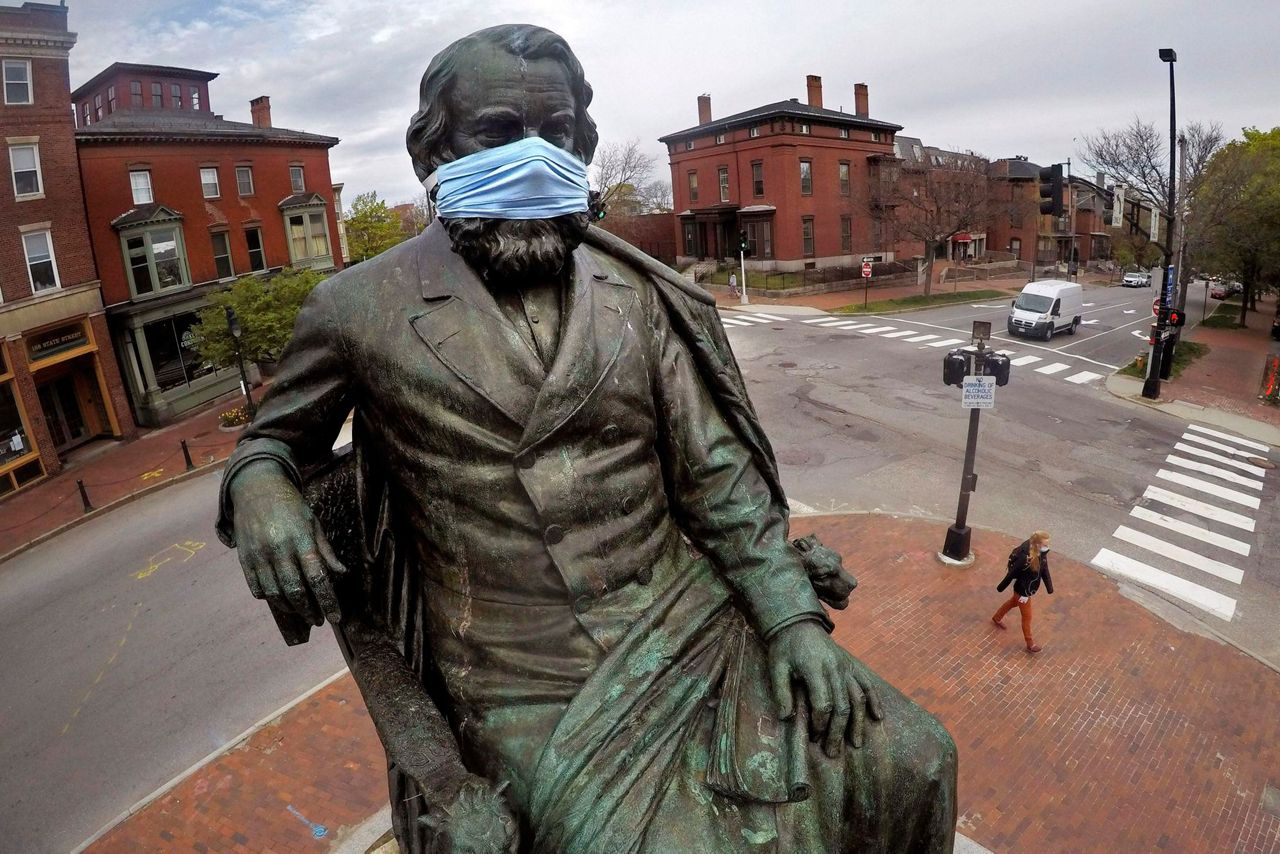 Henry Wadsworth Longfell statue in Portland, ME.