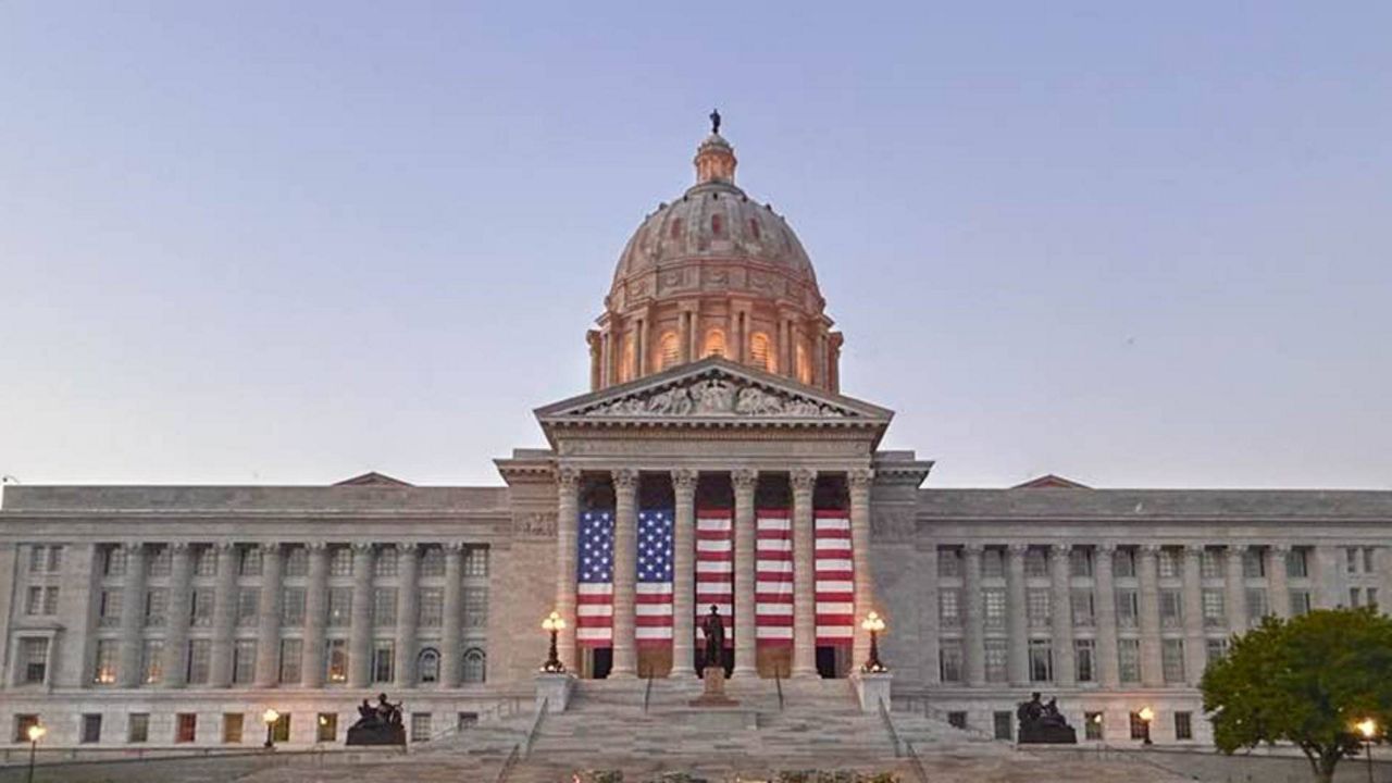 The Missouri State Capitol building in Jefferson City, decorated for July 4 holiday festivities. (Courtesy: Scott Charton)