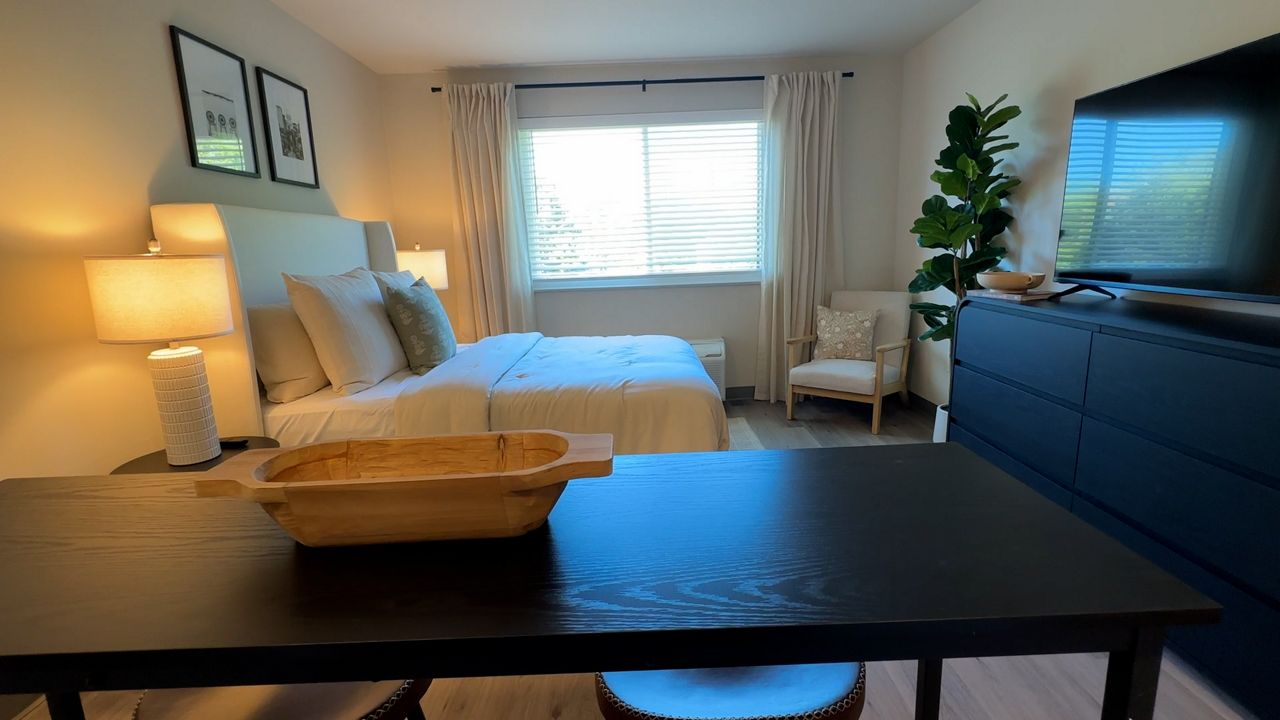 A former Super 8 motel on Madison's east side has been transformed into affordable studio apartments. (Spectrum News 1/Natalie Sopyla)