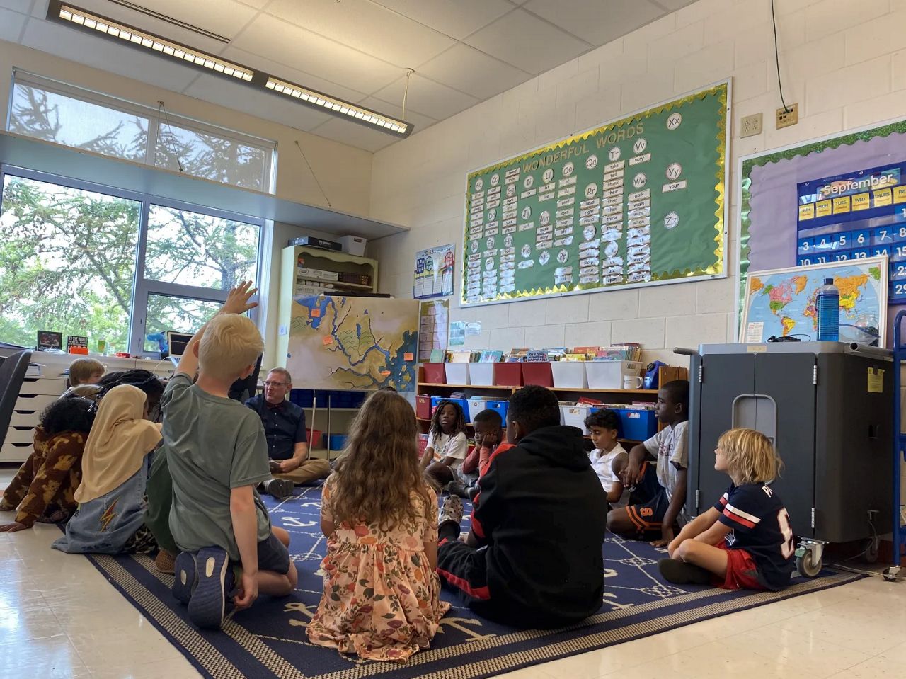 Joshua Chard at work with his students. (Maine Department of Education)