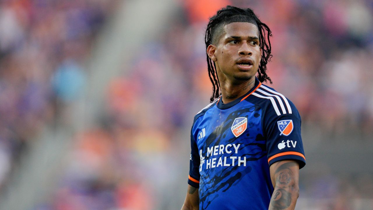 FC Cincinnati midfielder Marco Angulo plays during an MLS soccer match against Toronto FC Wednesday, June 21, 2023, in Cincinnati.