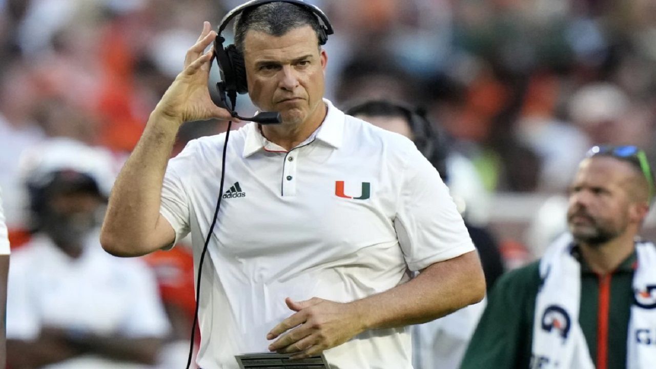 Miami coach Mario Cristobal and the unbeaten Hurricanes host in-state rival Florida State Saturday night in Miami Gardens. (AP Photo)