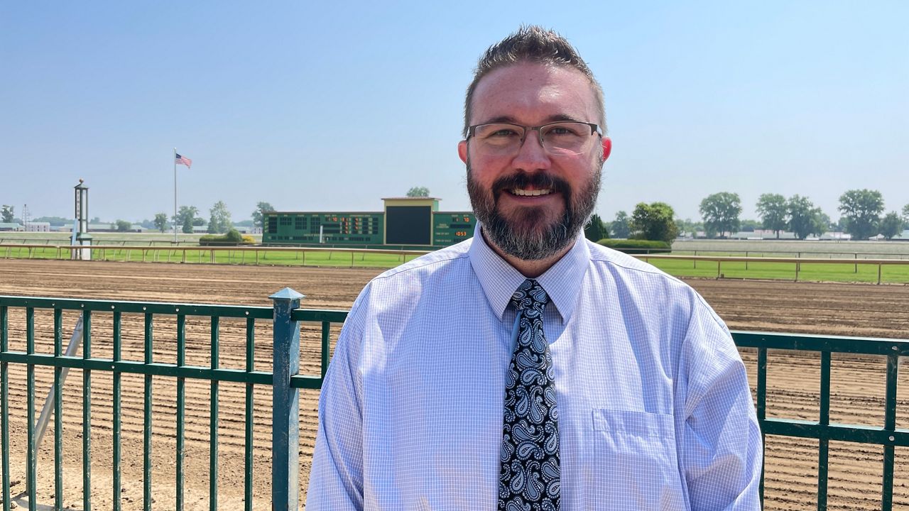 Matt Presley is the general manager of Ellis Park. Ellis Park is a thoroughbred racetrack near Henderson, Kentucky, just south of Evansville, Indiana. It is owned and operated by Churchill Downs Incorporated. It is hosting Churchill Downs Spring 2023 Meet because of recent horse deaths. (Spectrum News 1/Mason Brighton)