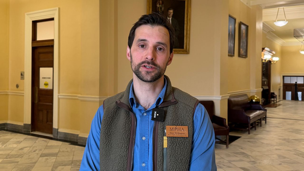 Matt Wellington, associate director, Maine Public Health Association, talks about his support for the medical cannabis testing bill. (Spectrum News/Susan Cover)