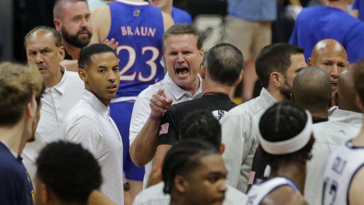 Kansas coach Bill Self yelled in the direction of Marquette coach Shaka Smart during a first-half altercation between the teams. The 2023 Allstate Maui Invitational saw its first upset on Day 2 with No. 4 Marquette's victory over No. 1 Kansas, which had won the event in its last two appearances.