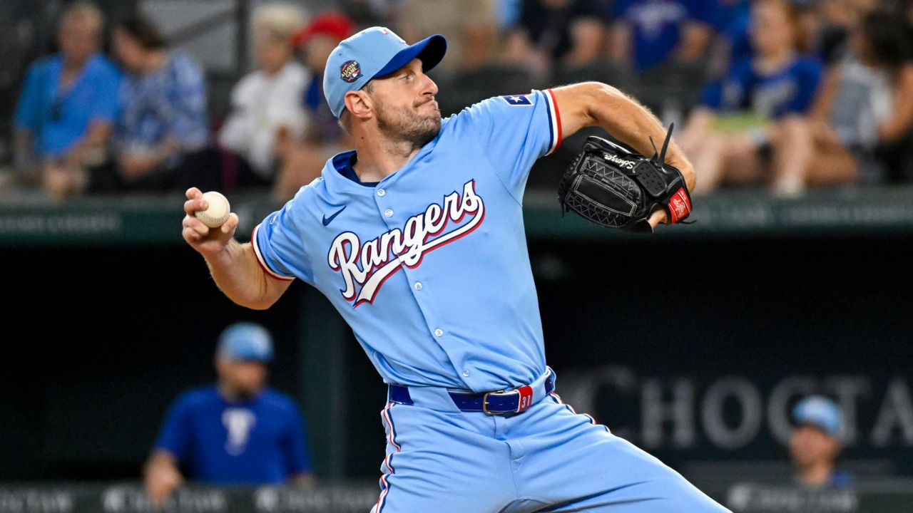 Max Scherzer throws 5 scoreless innings in his season debut for the Rangers