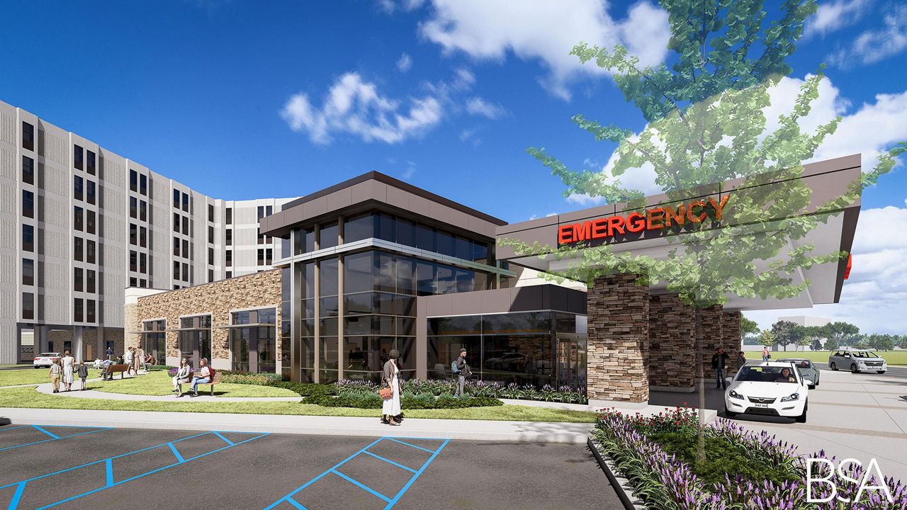 Project plans include redesigning and expanding on the existing emergency department from 39,000 square feet to 65,000 square feet. (Rendering courtesy of Mercy)