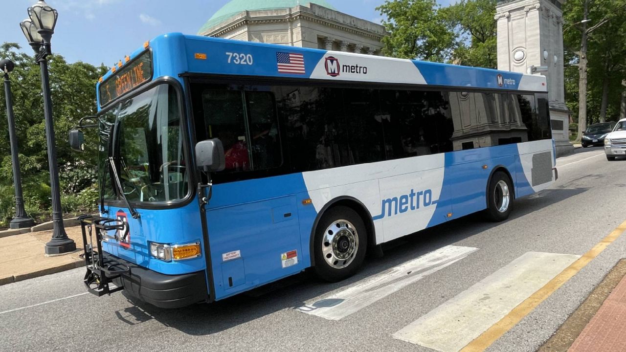 MetroBus announced schedule changes to dozens of lines serving the St. Louis region, effective June 12, including the #5 Green line, seen May 24, 2023 in University City, Mo. There will be no changes to MetroLink schedules. (Spectrum News/Gregg Palermo)